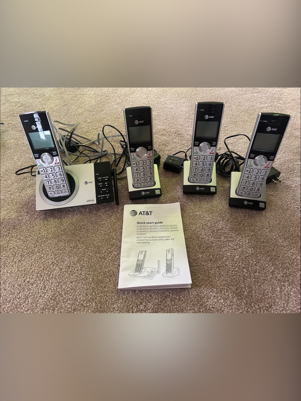 AT&T Cordless Home Phone Set in Black and Silver - 4 Handsets